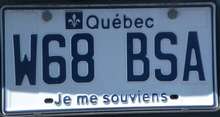 Plaque d'immatriculation au Qu&eacute;bec Canada