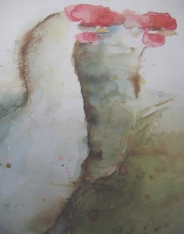 les poules coiff&eacute;es aquarelle 0'6 50/60cm cadre incus