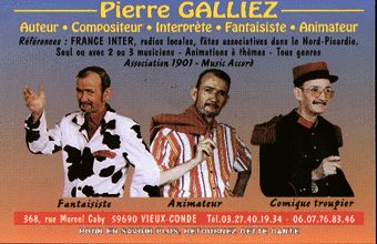 pr�sentation Pierre Galliez fantaisiste animateur comique troupier 